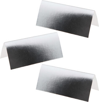 Santex Naamkaartjes/plaatskaartjes metallic - Bruiloft - zilver - 50x stuks - 7 x 3 cm