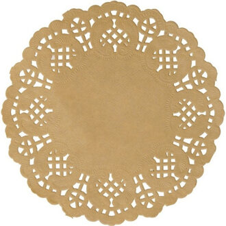 Santex Placemats kant look - 30x - naturel - papier - rond - Tafel diner onderleggers