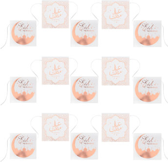 Santex Ramadan thema Eid Mubarak vlaggenlijn/slinger - 3x - 5 meter - wit/rose goud