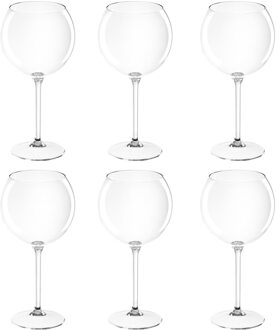 Santex Rode wijn/gin tonic glas - Set van 6x stuks - 650 ml - transparant - onbreekbaar kunststof - ballon