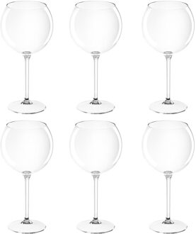 Santex Set van 12x rode wijn/gin tonic ballon glazen transparant 650 ml onbreekbaar kunststof - Herbruikbaar - Wijnen wijnliefhebbers drinkglazen