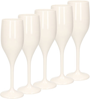 Santex Set van 15x stuks champagneglazen/prosecco flutes wit 150 ml van onbreekbaar / herbruikbaar kunststof - Champagneflutes - Champagneglazen