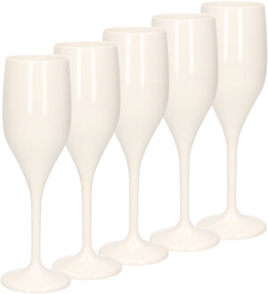 Santex Set van 20x stuks champagne/prosecco flutes glazen wit 150 ml van onbreekbaar kunststof