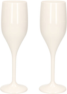 Santex Set van 2x stuks champagne/prosecco flutes glazen wit 150 ml van onbreekbaar kunststof