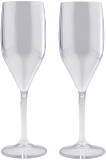 Santex Set van 2x stuks champagneglazen/prosecco flutes transparant 150 ml van onbreekbaar kunststof - Champagneglazen