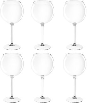 Santex Set van 6x rode wijn/gin tonic ballon glazen transparant 650 ml onbreekbaar kunststof - Herbruikbaar - Wijnen wijnliefhebbers drinkglazen