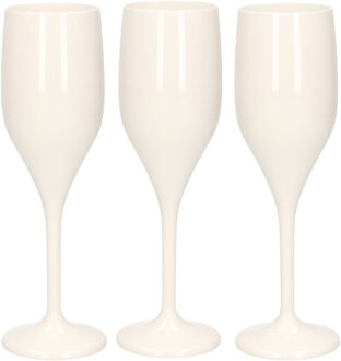 Santex Set van 6x stuks champagne/prosecco flutes glazen wit 150 ml van onbreekbaar kunststof
