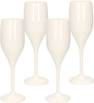 Santex Set van 8x stuks champagne/prosecco flutes glazen wit 150 ml van onbreekbaar kunststof
