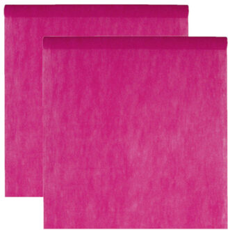 Santex Tafelkleed op rol - 2x - polyester - fuchsia roze - 120 cm x 10 m - Feesttafelkleden