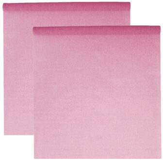 Santex Tafelkleed op rol - 2x - polyester - roze - 120 cm x 10 m - Feesttafelkleden