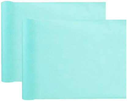 Santex Tafelloper op rol - 2x - azuurblauw - 30 cm x 10 m - non woven polyester