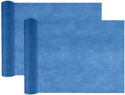 Santex Tafelloper op rol - 2x - polyester - donkerblauw - 30 cm x 10 m - Feesttafelkleden