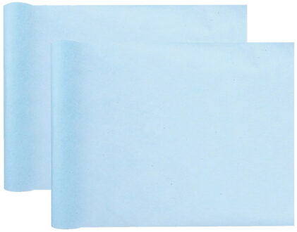 Santex Tafelloper op rol - 2x - polyester - lichtblauw - 30 cm x 10 m - Feesttafelkleden