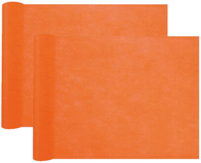 Santex Tafelloper op rol - 2x - polyester - oranje - 30 cm x 10 m - Feesttafelkleden