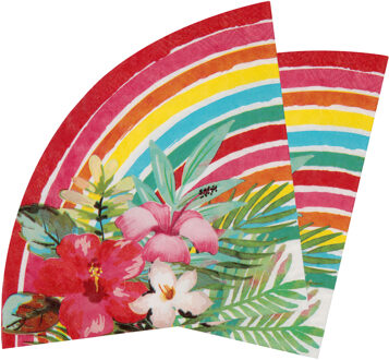 Santex tropical thema feest servetten - 40x - 16,5 x 8,5A cm - papier - Hawaii themafeest - Feestservetten Roze