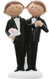 Santex Trouwfiguurtje/caketopper bruidspaar - 2 mannen gay koppel - Bruidstaart figuren - 5 x 10 cm - Taartdecoraties Multikleur