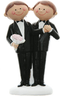 Santex Trouwfiguurtje/caketopper bruidspaar - 2 mannen gay koppel - Bruidstaart figuren - 5 x 10 cm