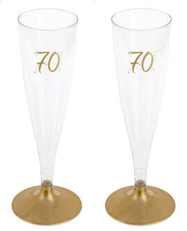 Santex Verjaardag feest champagneglazen - leeftijd - 48x - 70 jaar - goud - kunststof