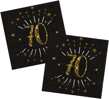 Santex Verjaardag feest servetten leeftijd - 50x - 70 jaar - goud - 33 x 33 cm