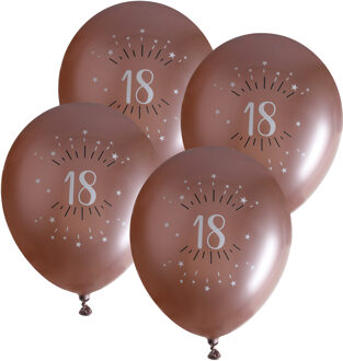 Santex Verjaardag leeftijd ballonnen 18 jaar - 24x - rosegoud - 30 cm - Feestartikelen/versieringen