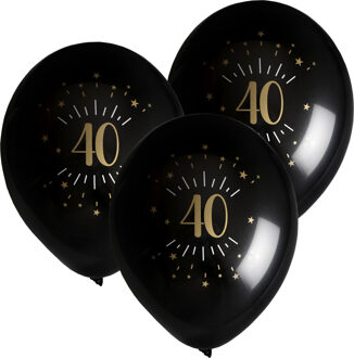 Santex Verjaardag leeftijd ballonnen 40 jaar - 24x - zwart/goud - 23 cm - Feestartikelen/versieringen