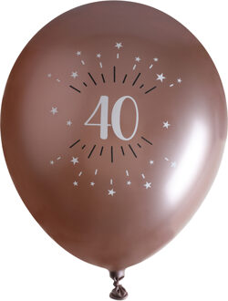 Santex Verjaardag leeftijd ballonnen 40 jaar - 6x - rosegoud - 30 cm - Feestartikelen/versieringen