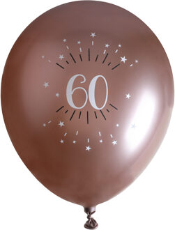 Santex Verjaardag leeftijd ballonnen 60 jaar - 6x - rosegoud - 30 cm - Feestartikelen/versieringen