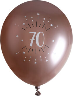 Santex Verjaardag leeftijd ballonnen 70 jaar - 6x - rosegoud - 30 cm - Feestartikelen/versieringen