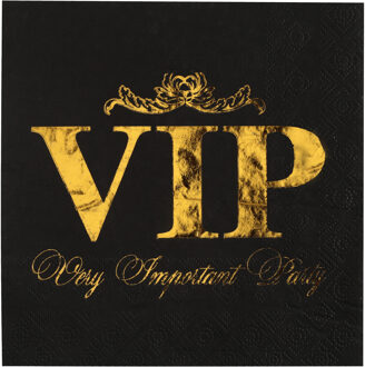 Santex VIP thema feest servetten - 10x stuks - 33 x 33 cm - papier - goud/zwart themafeest - Feestservetten