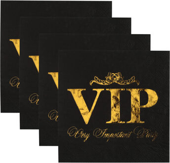 Santex VIP thema feest servetten - 40x stuks - 33 x 33 cm - papier - goud/zwart themafeest