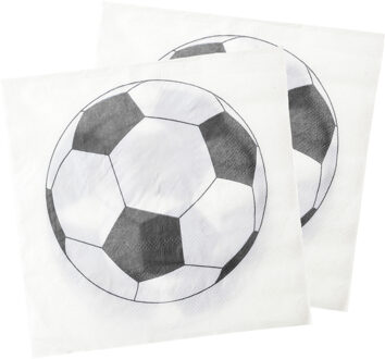 Santex Voetbal thema feest servetten - 20x stuks - 33 x 33 cm - papier - EK/WK themafeest