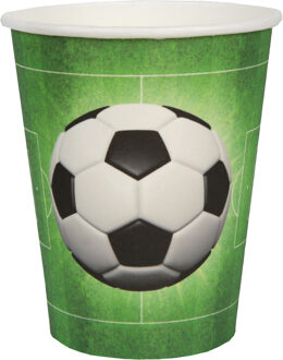 Santex Voetbal thema feest wegwerp bekertjes - 10x stuks - 270 ml - karton - EK/WK themafeest