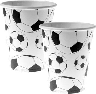 Santex Voetbal thema feest wegwerp bekertjes - 20x stuks - 270 ml - karton - EK/WK themafeest