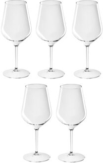 Santex Wijnglas - 5x - onbreekbaar kunststof - 47 cl - 470 ml - witte en rode wijn glazen