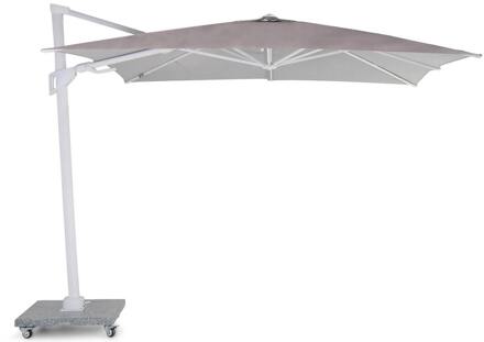 Santika Belize Deluxe parasol 300 cm x 300 cm white frame/ grey fabric Grijs-antraciet