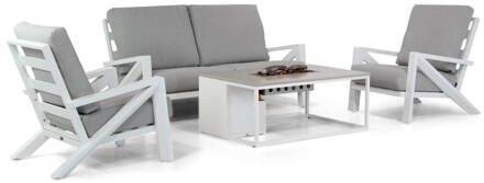 Santika Cinta/Cosiloft 120 cm stoel-bank loungeset 4-delig Wit