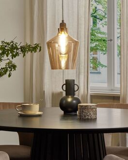 SANTON - Hanglamp - Lichte houtkleur - Glas Bruin