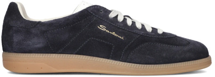 Santoni Blauw Suède Sneakers Santoni , Blue , Heren - 42 Eu,41 EU