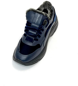 Santoni Dames Bimateriaal Sneakers Santoni , Blue , Dames - 36 Eu,37 Eu,37 1/2 Eu,38 EU