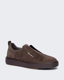Santoni Heren victor sneaker nubuck Bruin - 40,5