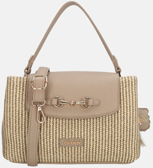 Santorini handtas 2vaks overslag taupe