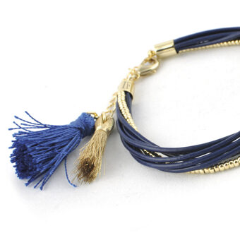 Santorini Leren Armband 8P-E93G-PAPF voor dames Blauw