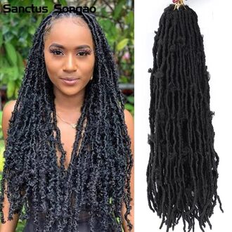 Santus Songao Vlinder Locs Synthetisch Haar Haak Haarverlenging 18 '24' Vlinder Locs Haar Pre-Lus Verontruste locs Vlechten 24 inches / 6 Stks/partij