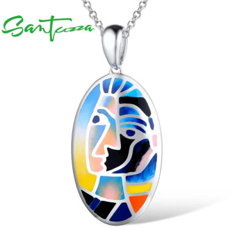 Santuzza Silver Pendants For Women Pendant fit for Necklace 925 Sterling Silver Slide Necklaces Pendant Colorful Enamel Handmade