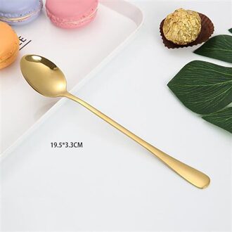Sap Koffie Roeren Bestek Set Kleurrijke Regenboog Theelepel Servies Ijs Lange Steel Scoop Servies Set Keuken Gereedschap gouden