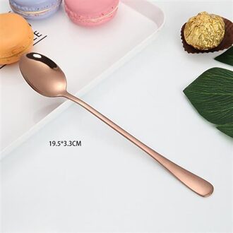 Sap Koffie Roeren Bestek Set Kleurrijke Regenboog Theelepel Servies Ijs Lange Steel Scoop Servies Set Keuken Gereedschap roos goud