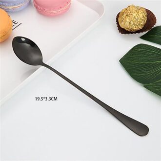 Sap Koffie Roeren Bestek Set Kleurrijke Regenboog Theelepel Servies Ijs Lange Steel Scoop Servies Set Keuken Gereedschap zwart