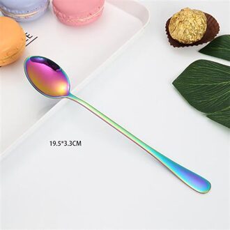 Sap Koffie Roeren Bestek Set Kleurrijke Regenboog Theelepel Servies Ijs Lange Steel Scoop Servies Set Keuken Gereedschap