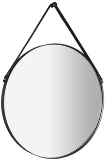 Sapho Badkamerspiegel Sapho Orbiter Rond met Leren Band 60 cm Zwart