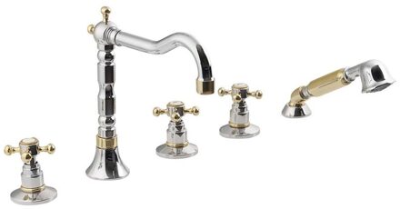 Sapho Badrandkraan Sapho Antea 3-kruisgreep Mengkraan Retro Compleet 5-gats Chroom / Goud